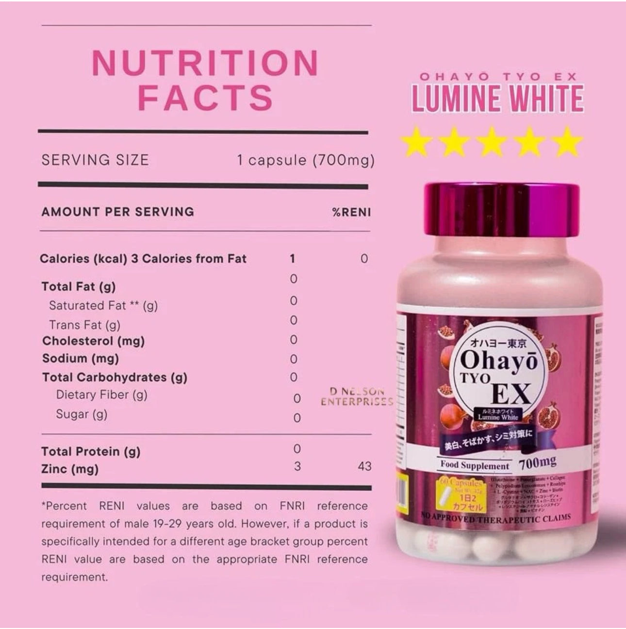 OHAYO TYO EX LUMINE WHITE GLUTATHIONE 700mg - 60 capsul