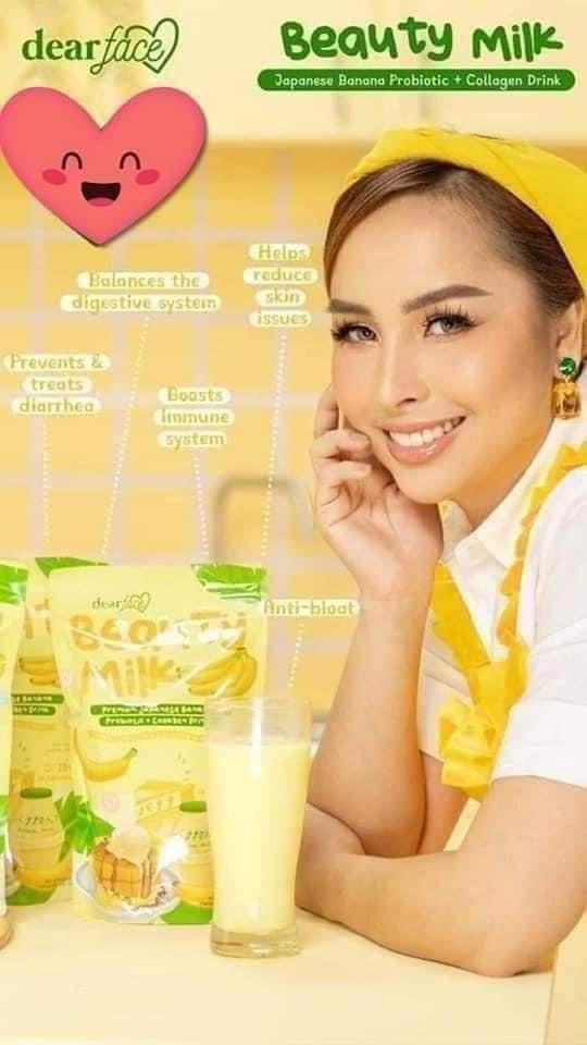 Dear face Beauty Milk Premium Japanese Banana Probiotic + collagen drink 10x18g