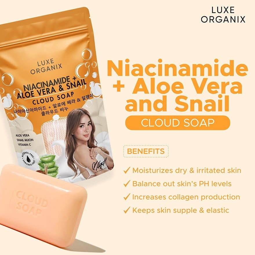 Luxe Organix Niacinamide + Aloe Vera and snail Cloud Soap