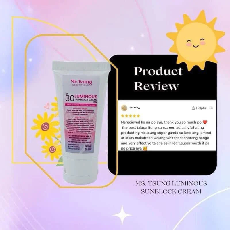 Ms. Tsung Essentials - Luminous Sunblock cream SPF30 with Niacinamide & papaya extract -30g