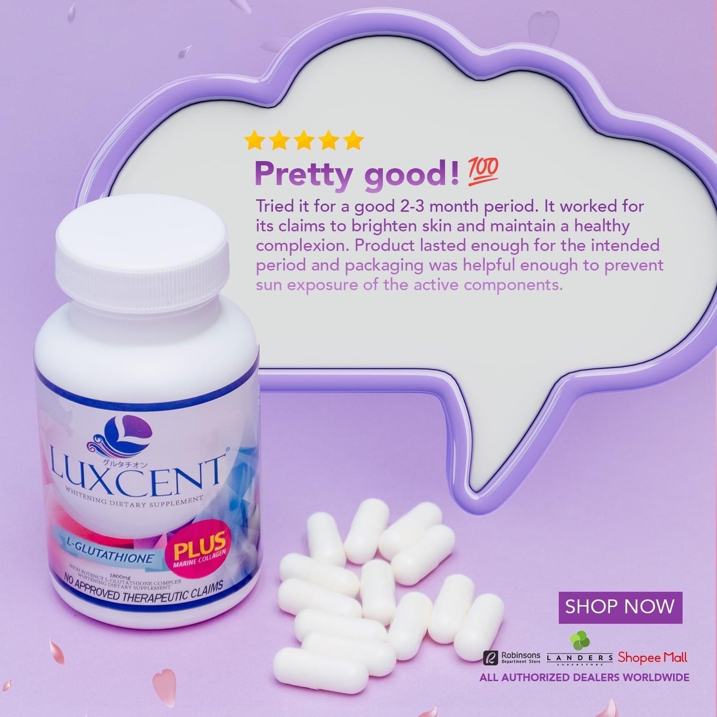 Luxcent Luminous Caps L- Glutathione + Marine collagen 60 capsul