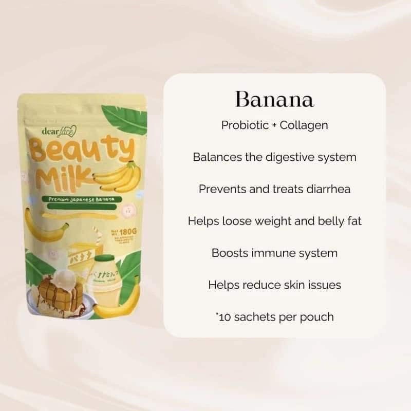 Dear face Beauty Milk Premium Japanese Banana Probiotic + collagen drink 10x18g