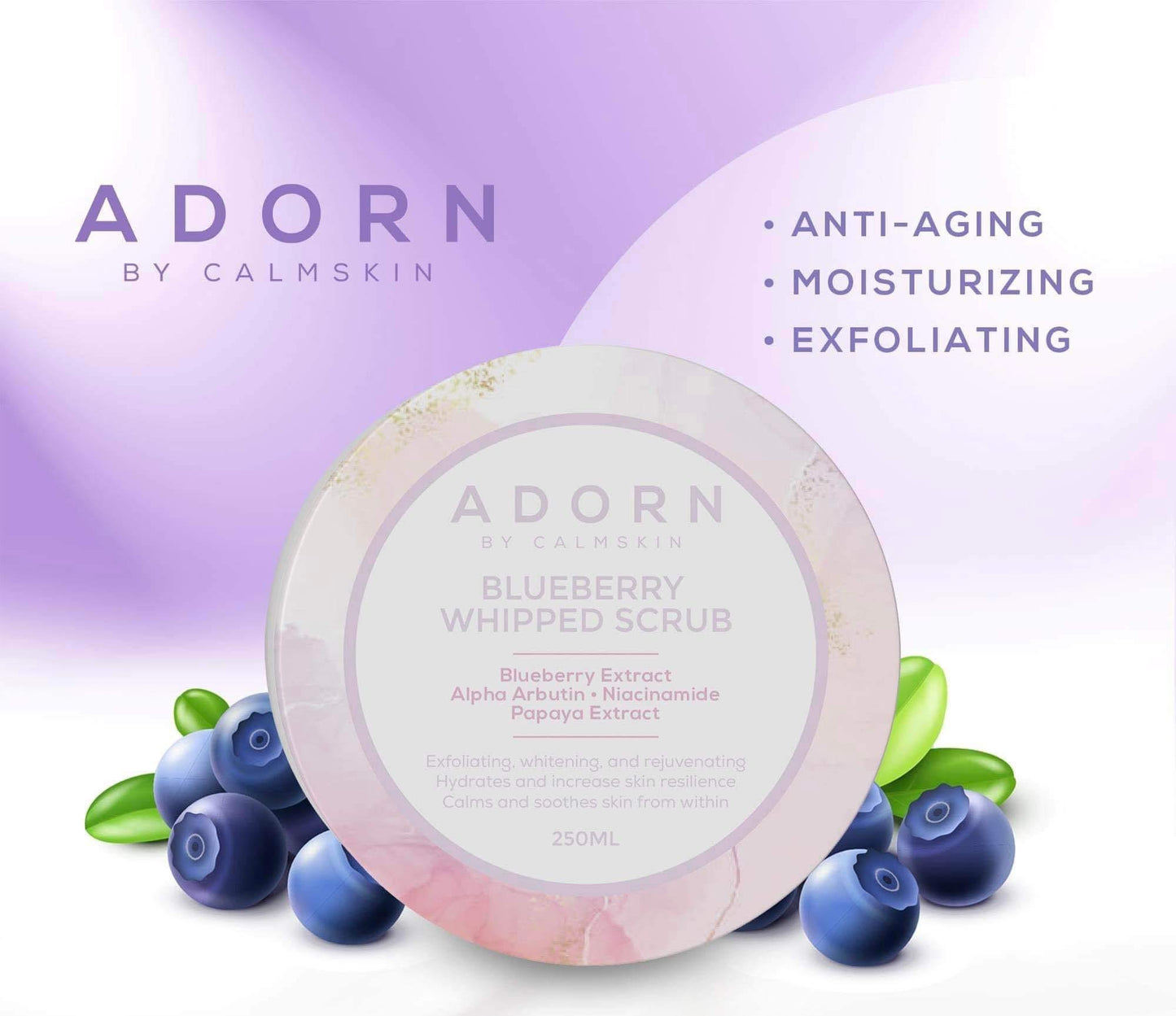 Adorn by. Calmskin Blueberry Whipped Scrub 250g
