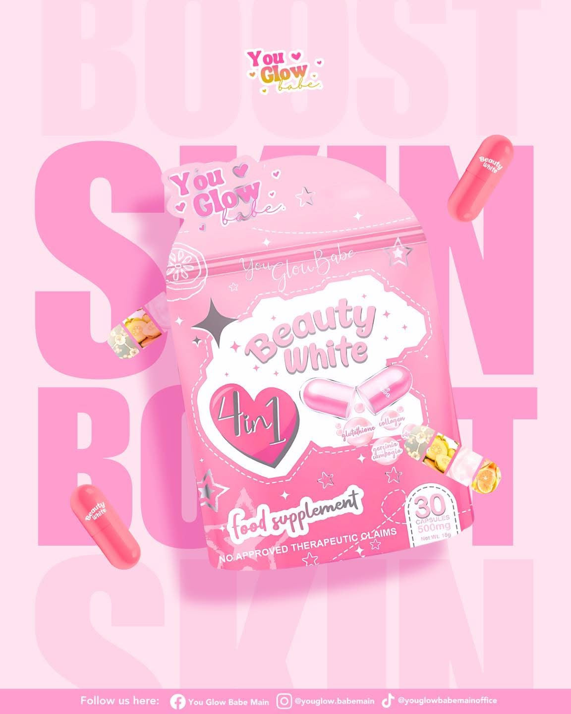 You glow babe Beauty White - Glutathione Collagen Slimming 30Caps