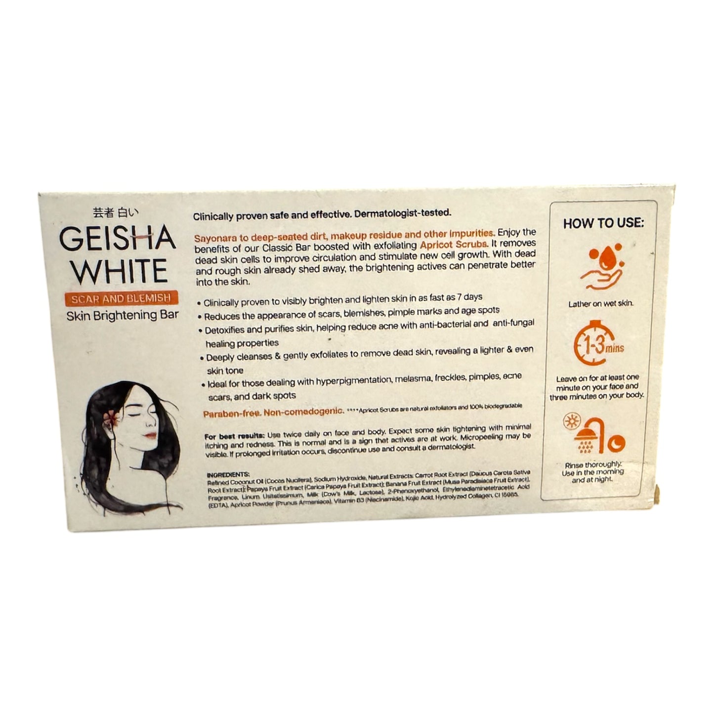 Geisha White - Scar & Blemish Skin Brightening Bar “ INTENSE” - 65g x 3/Pack