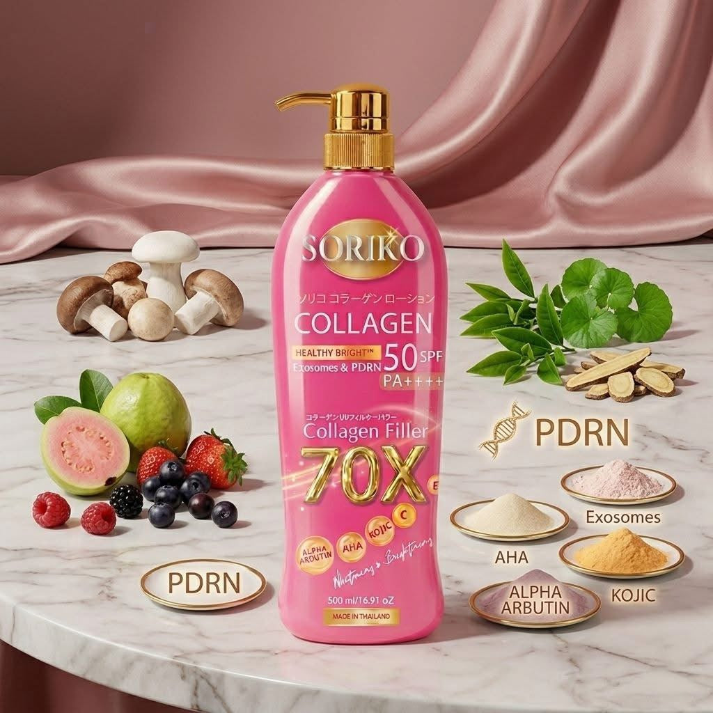 SORIKO - Collagen Healthy Bright - Liposomes & PDRN Collagen Filler 70x SPF50 PA++++ Body Lotion -500ml