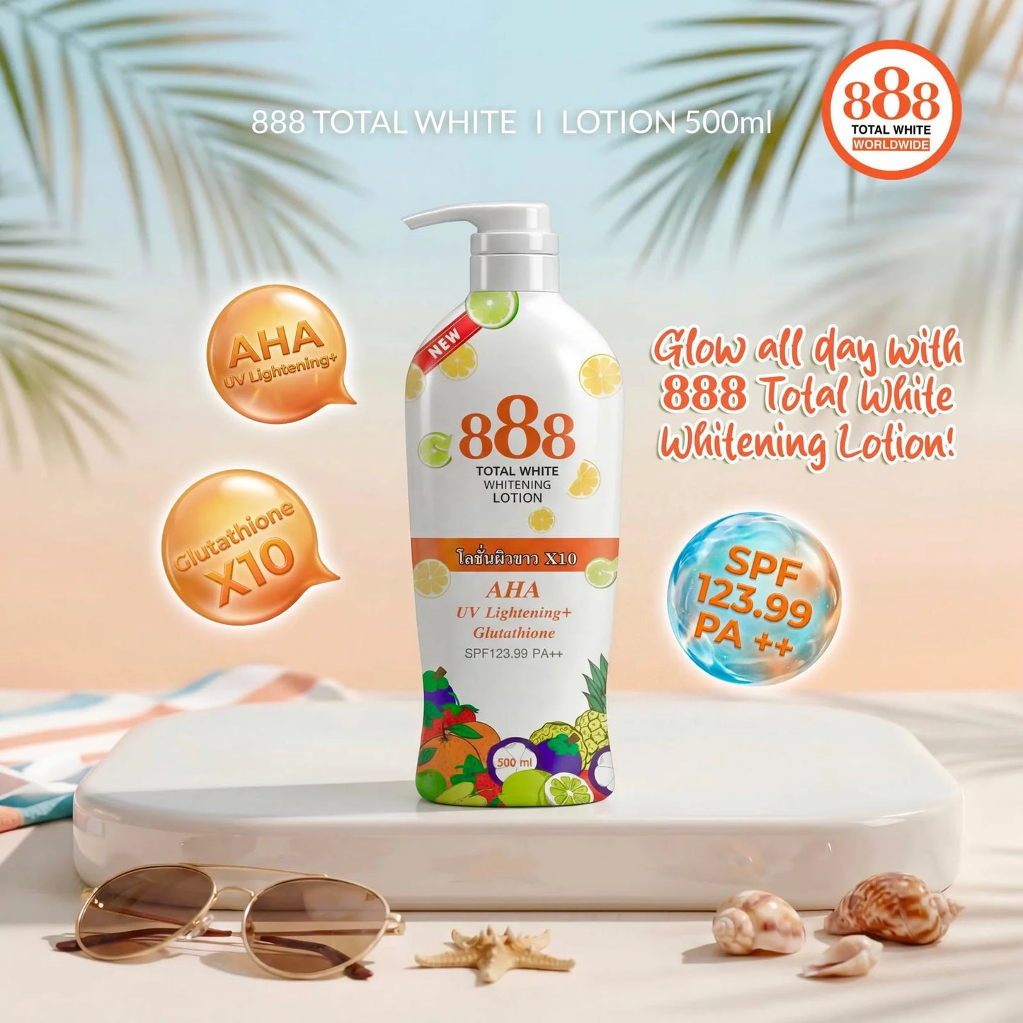 888 Total white - Whitening Body Lotion SPF123.99 PA+++ -500ml