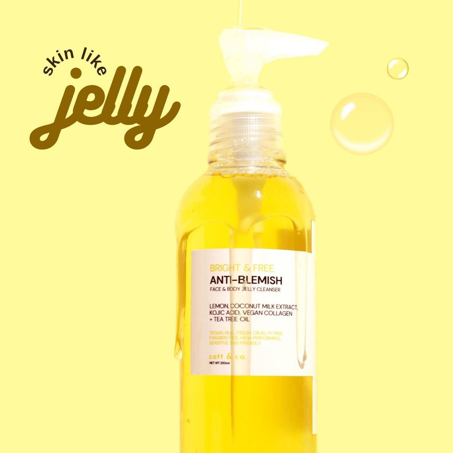 Catt & co. Bright & Free Anti-Blemish Face & Body Jelly Cleanser 250ML