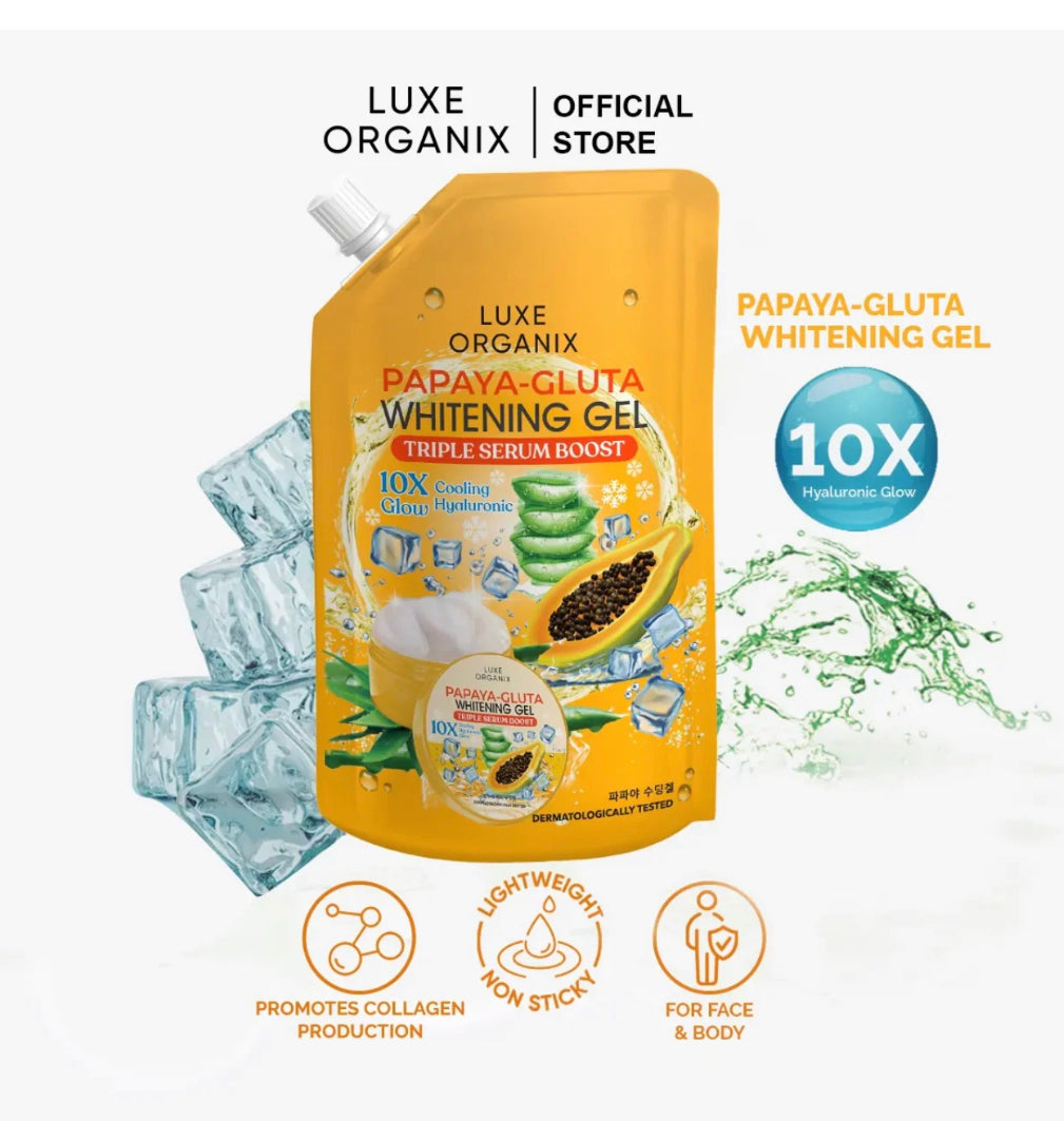 Luxe Organix - Papaya Gluta whitening gel- triple serum boost 10x glow cooling hyaluronic -100ml