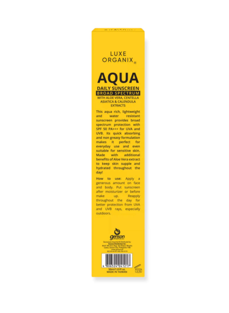 Luxe Organix SPF 50+ PA*** UVA/UVB Protection Aqua Daily Sunscreen 50ml