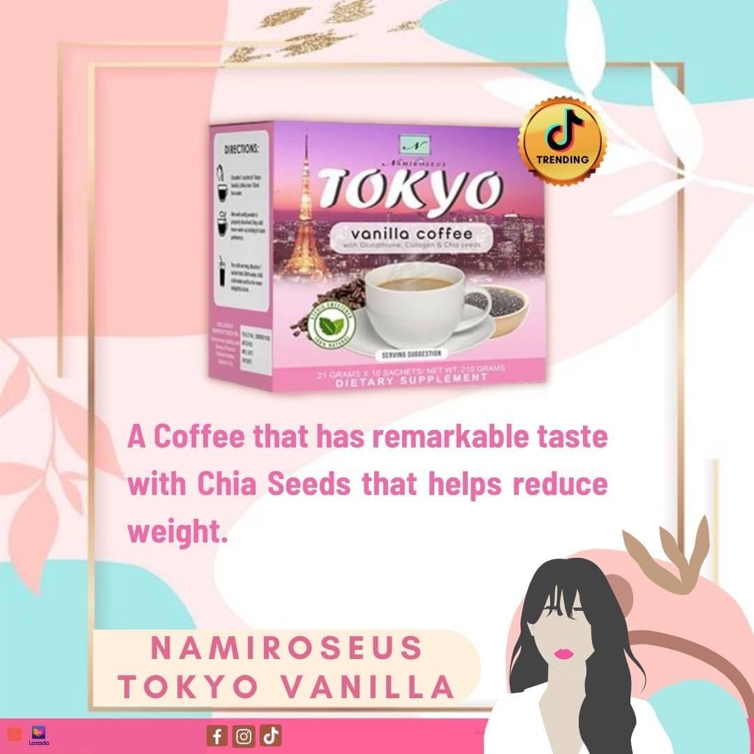 Tokyo Vanilla Coffee ~ NAMIROSEUS Slimming Coffee 10sachet | 21g - Shop Essential Skin Care Products online | Natural Organic skin care products | ROSYSKIN ESSENTIALS LLC