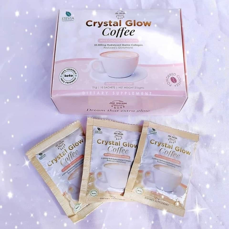 Crystal Glow Coffee White Chocolate Mocha 50,000mg Hydrolyzed Marine Collagen Mix, 10 Sachets