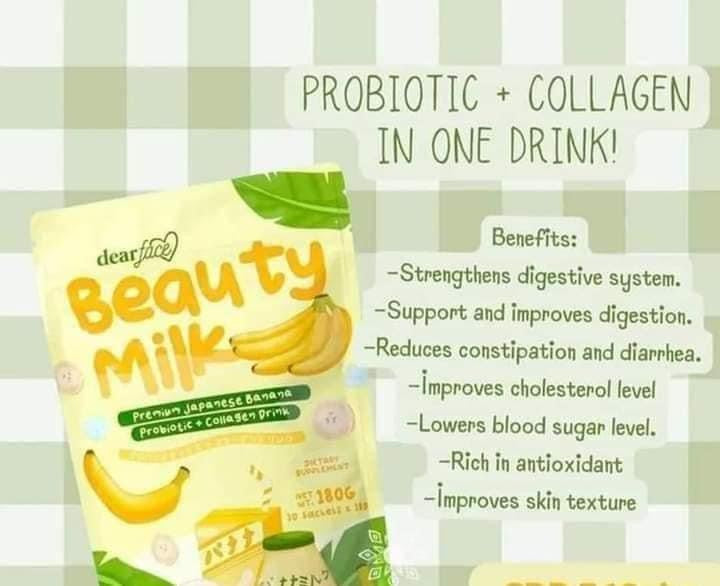 Dear face - Beauty Milk Premium Japanese Banana Probiotic + collagen drink 10x18g