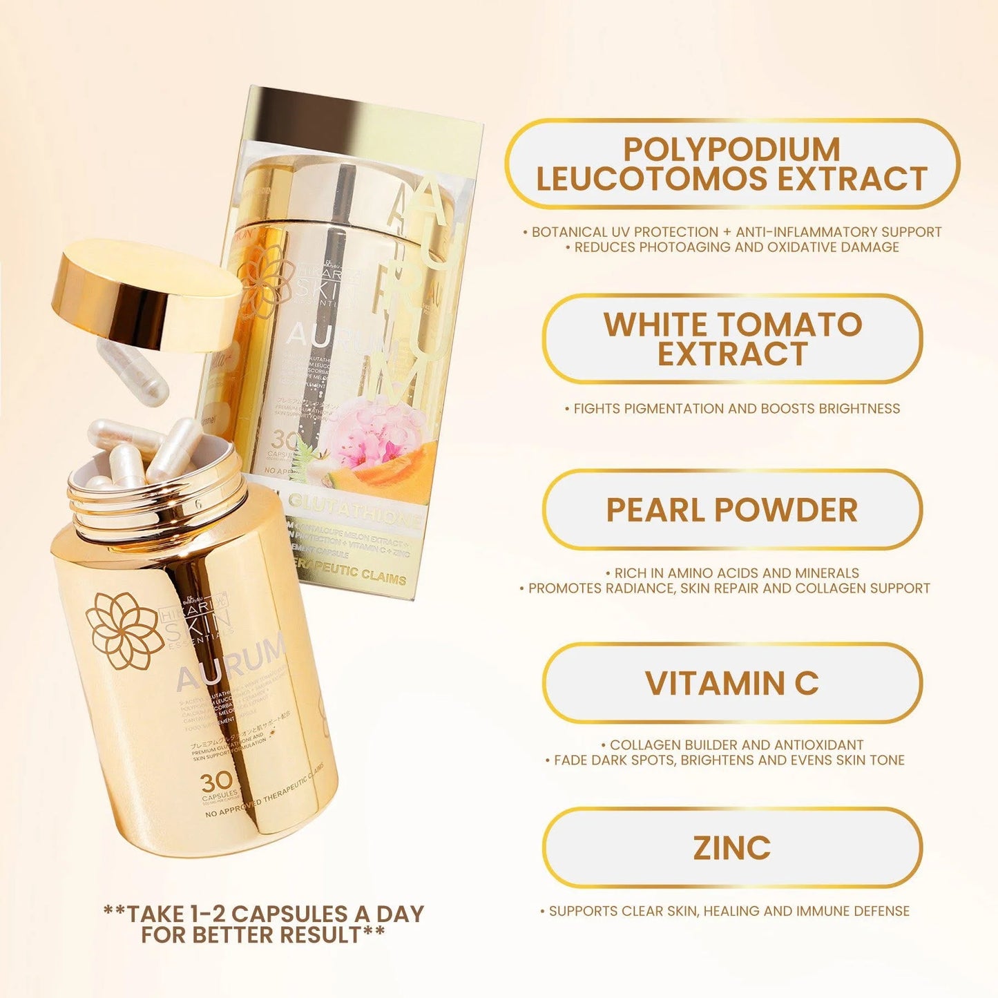Hikari Skin essentials - AURUM Glutathione 30 caps