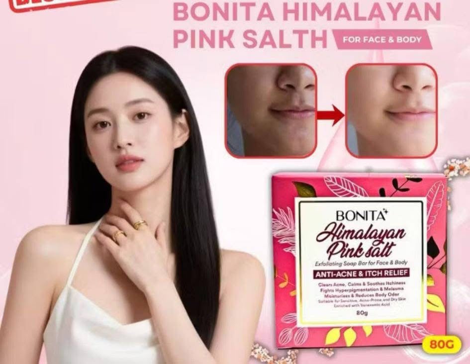 Bonita -Himalayan pink salt Exfoliating soap Bar for Face & Body -80g