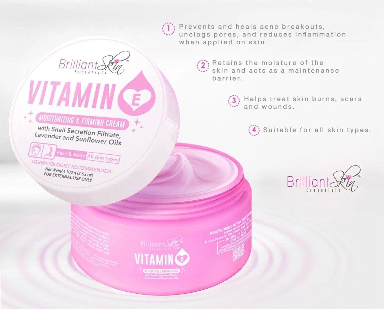 Brilliant skin essential Vitamin E moisturizing & Firming cream 100g