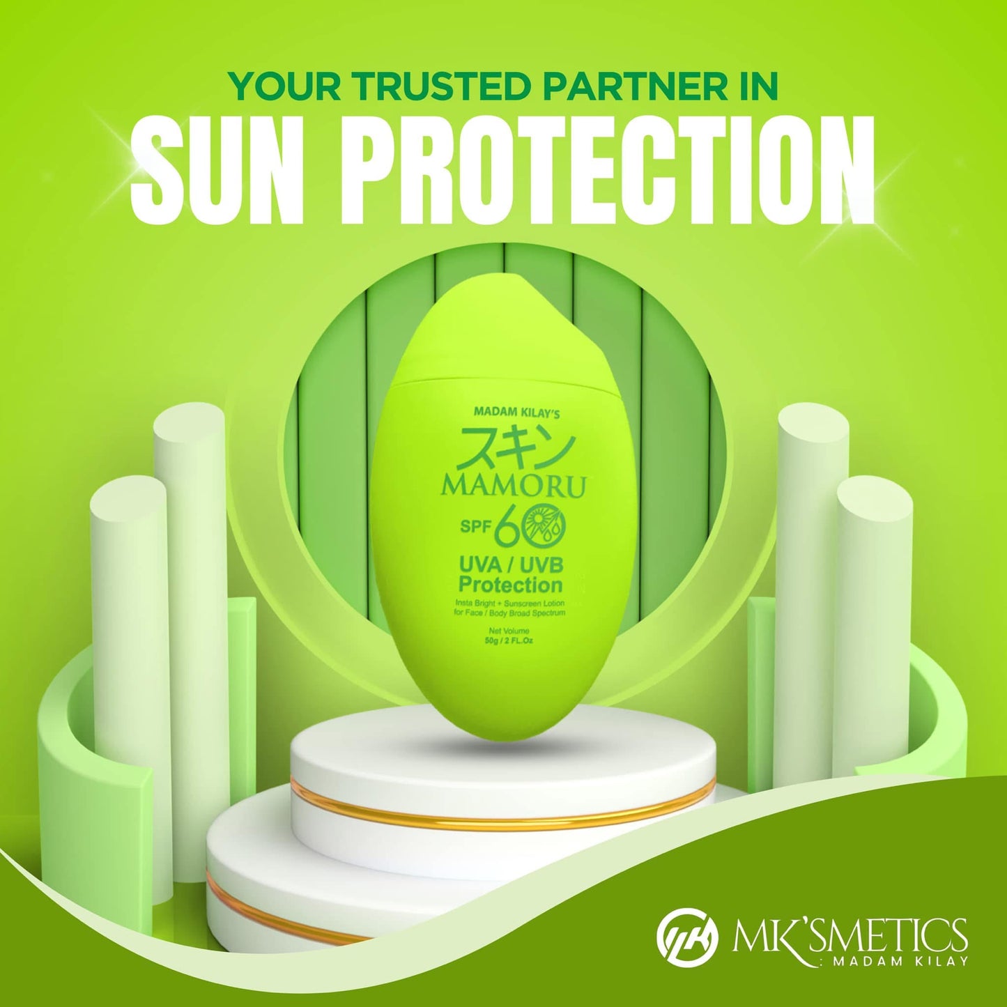Madam kilay Mamoru UVA/UVB Protection Sunscreen SPF60 -50g