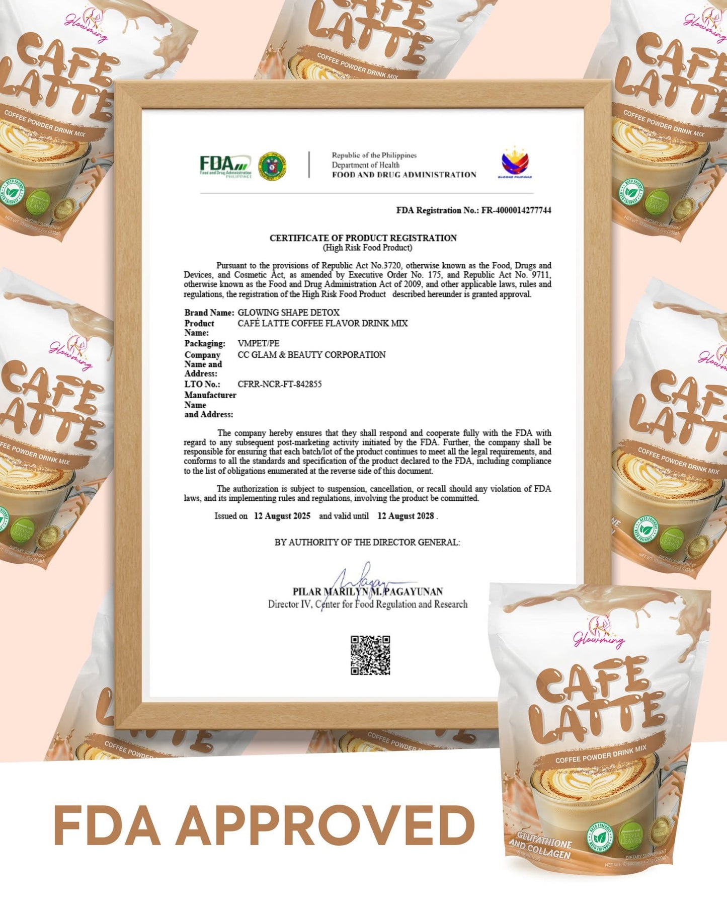 Glowming -Cafe Latte Coffee Powder Drink Mix - 10 sachet