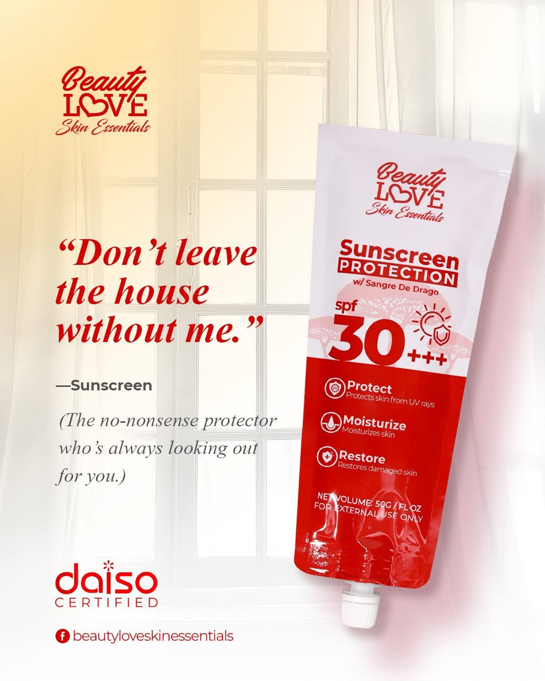 Beauty Love Sunscreen Protection w/sangre De Dragon spf30+++ - 50g