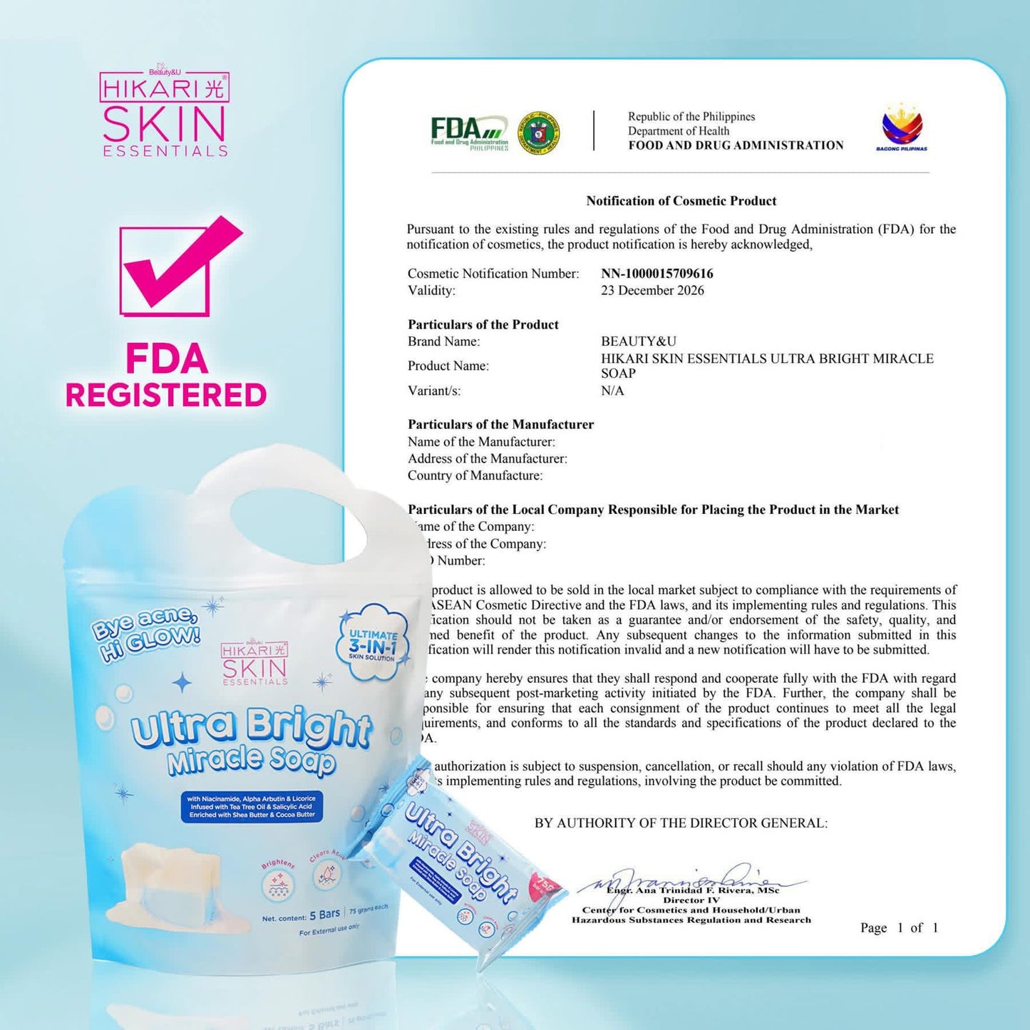 Hikari Skin Essentials UltraBright Miracle soap -Daily Gentle Cleansing soap Bars for Smooth and Radiant Skin.