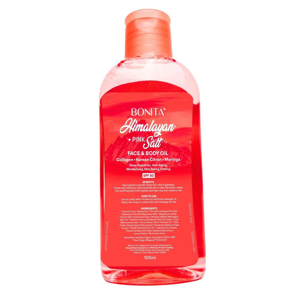 BONITA HIMALAYAN PINK SALT FACE & BODY OIL W/SPF30 - 100ml