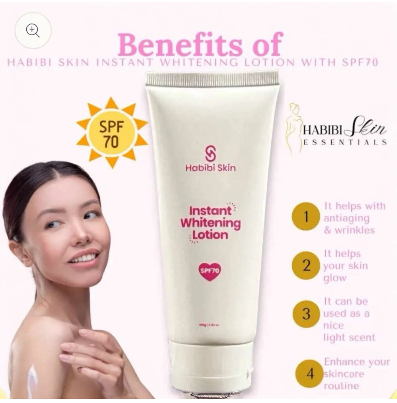 Habibi Skin instant whitening Lotion SPF70 -100ml