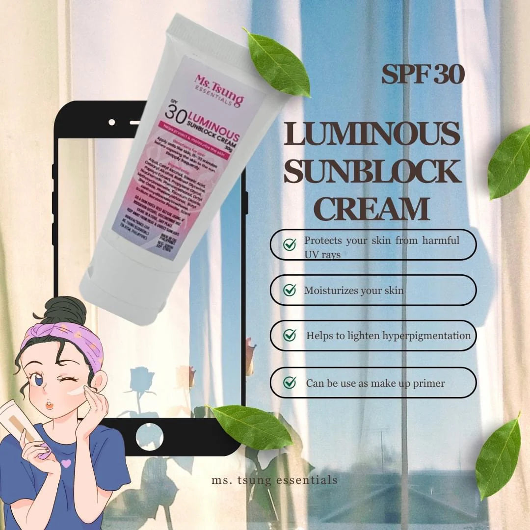 Ms. Tsung Essentials - Luminous Sunblock cream SPF30 with Niacinamide & papaya extract -30g