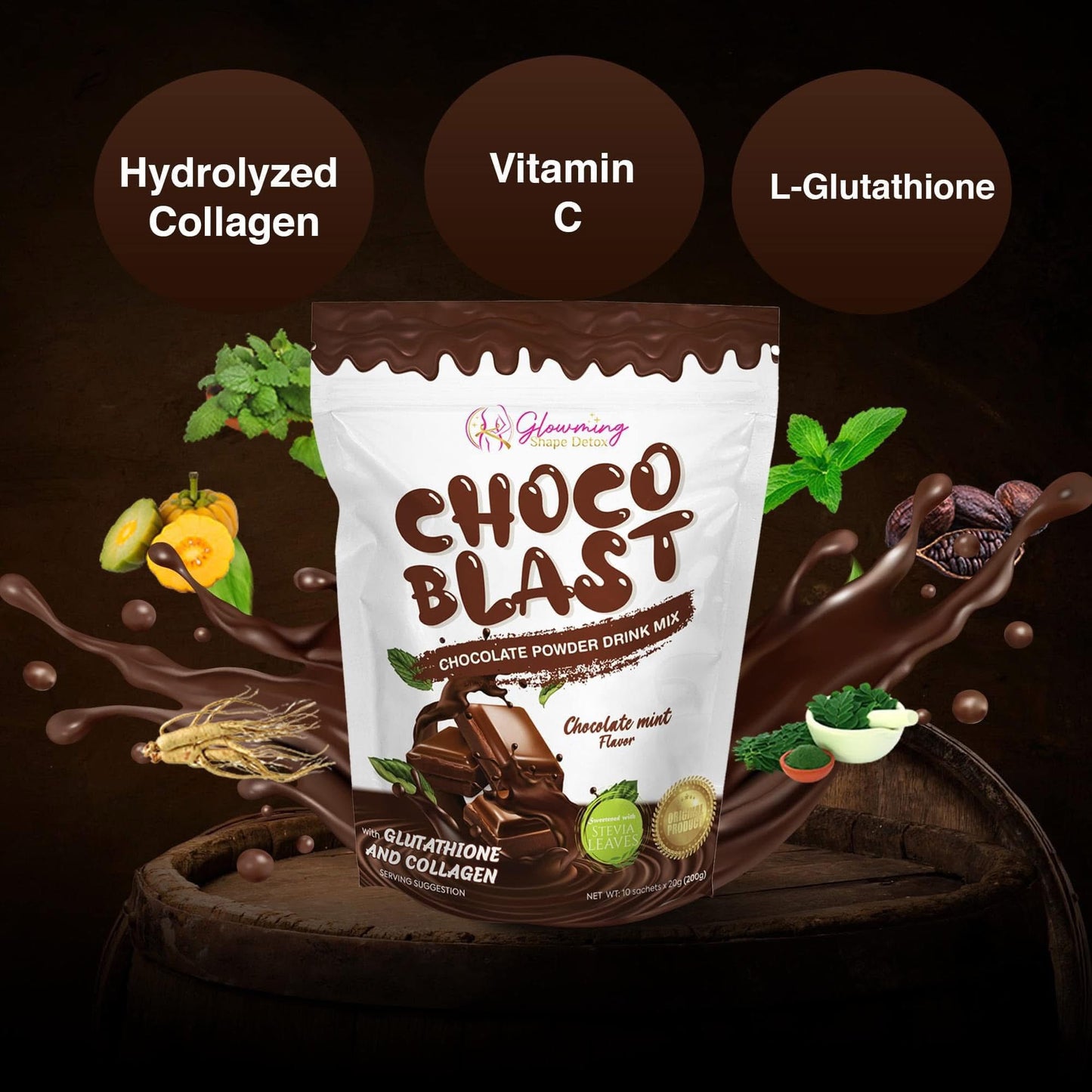 Cris cosmetics glowming shape choco blast - chocolate mint flavor 10 sachet