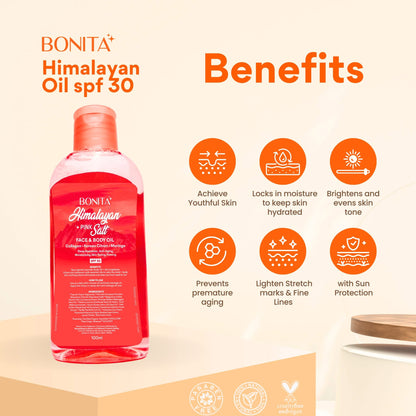 BONITA HIMALAYAN PINK SALT FACE & BODY OIL W/SPF30 - 100ml