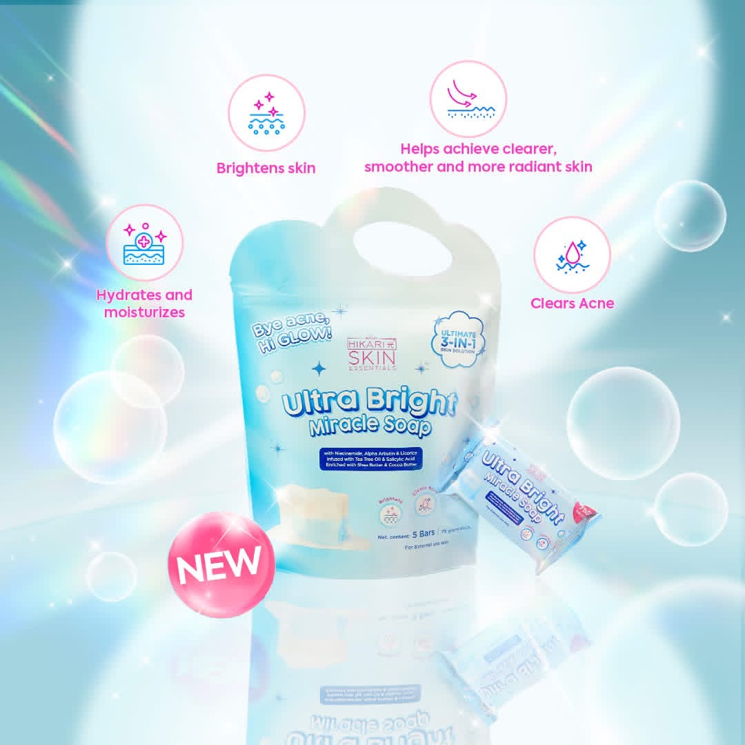 Hikari Skin Essentials UltraBright Miracle soap -Daily Gentle Cleansing soap Bars for Smooth and Radiant Skin.