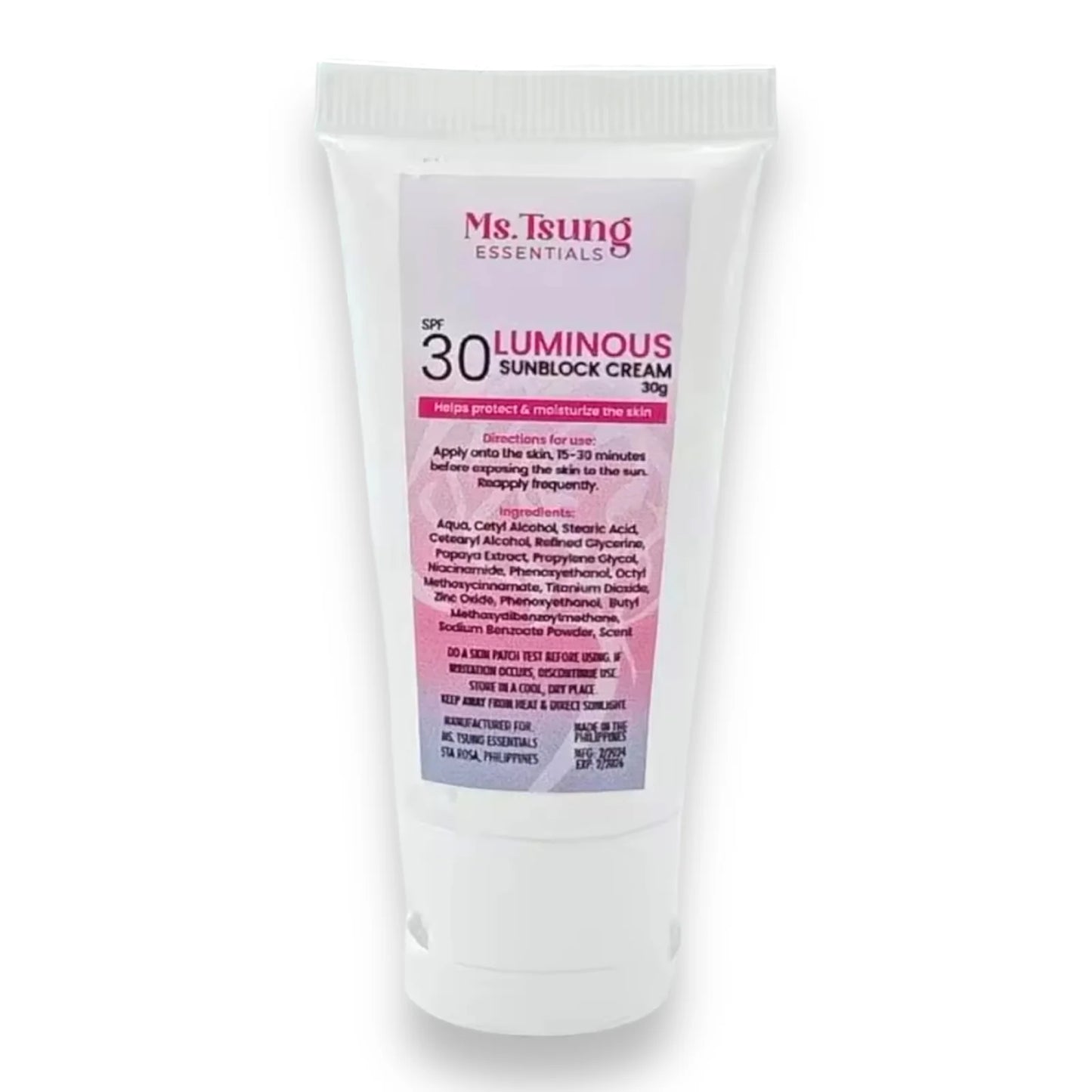 Ms. Tsung Essentials - Luminous Sunblock cream SPF30 with Niacinamide & papaya extract -30g