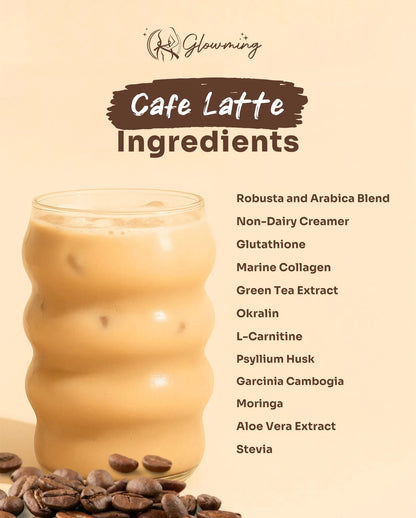 Glowming -Cafe Latte Coffee Powder Drink Mix - 10 sachet