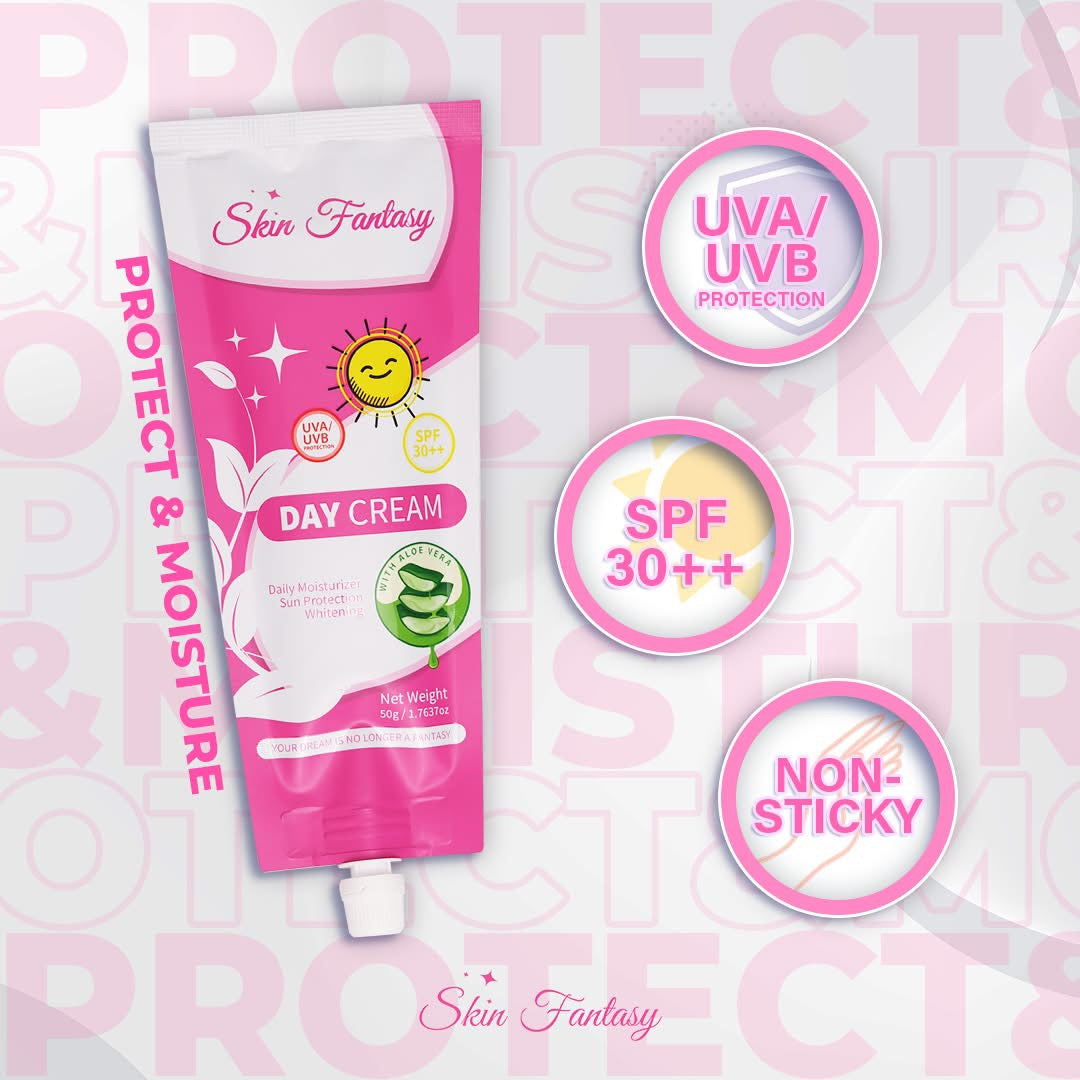Skin Fantasy Day Cream - Daily Moisturizer & Whitening w/SPF30++ UVA/UVB with Aloe Vera -50g