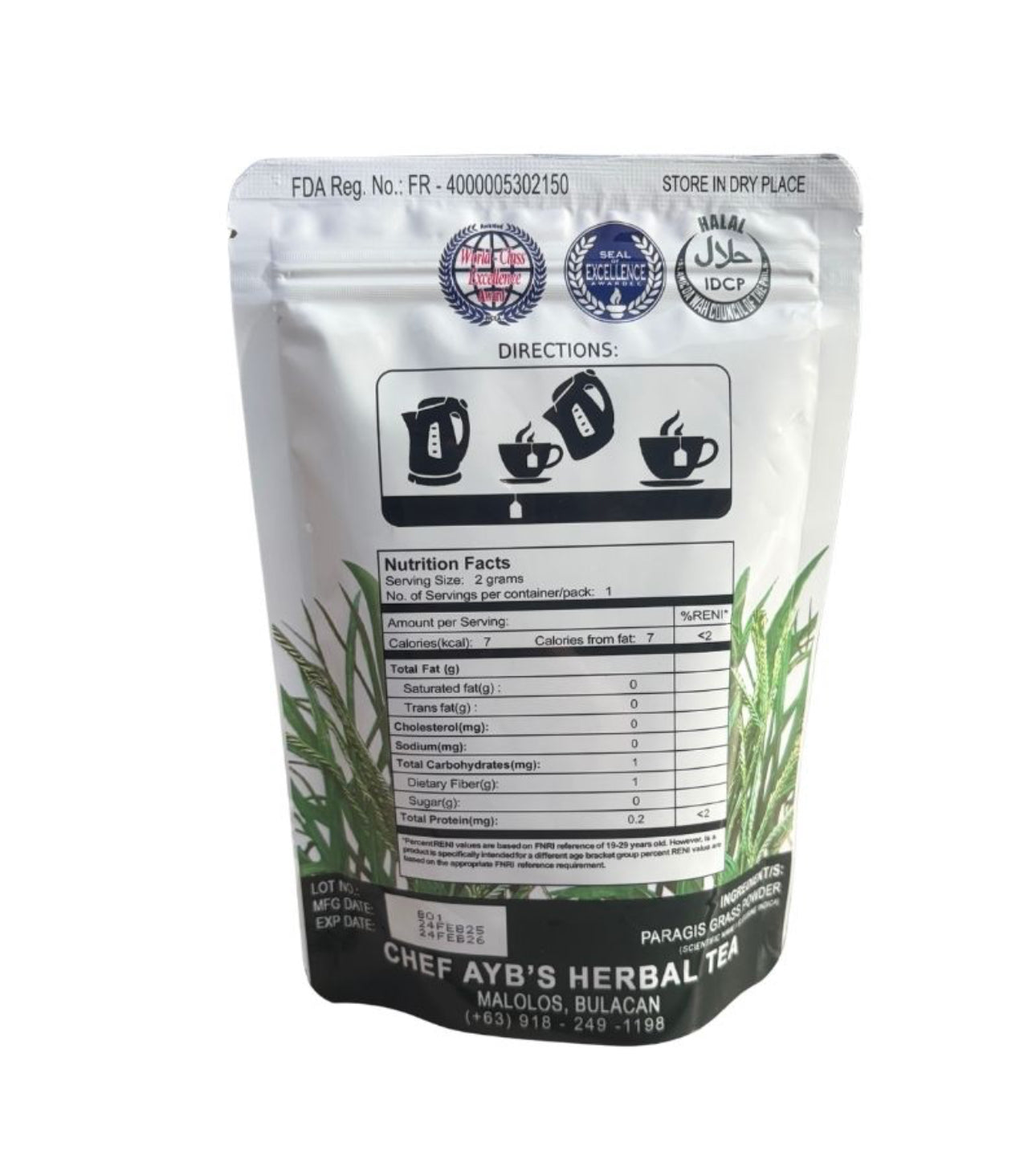 Chefs aybs - Paragis Herb Tea (Goose grass) 100% Natural 2grams x 10sachet