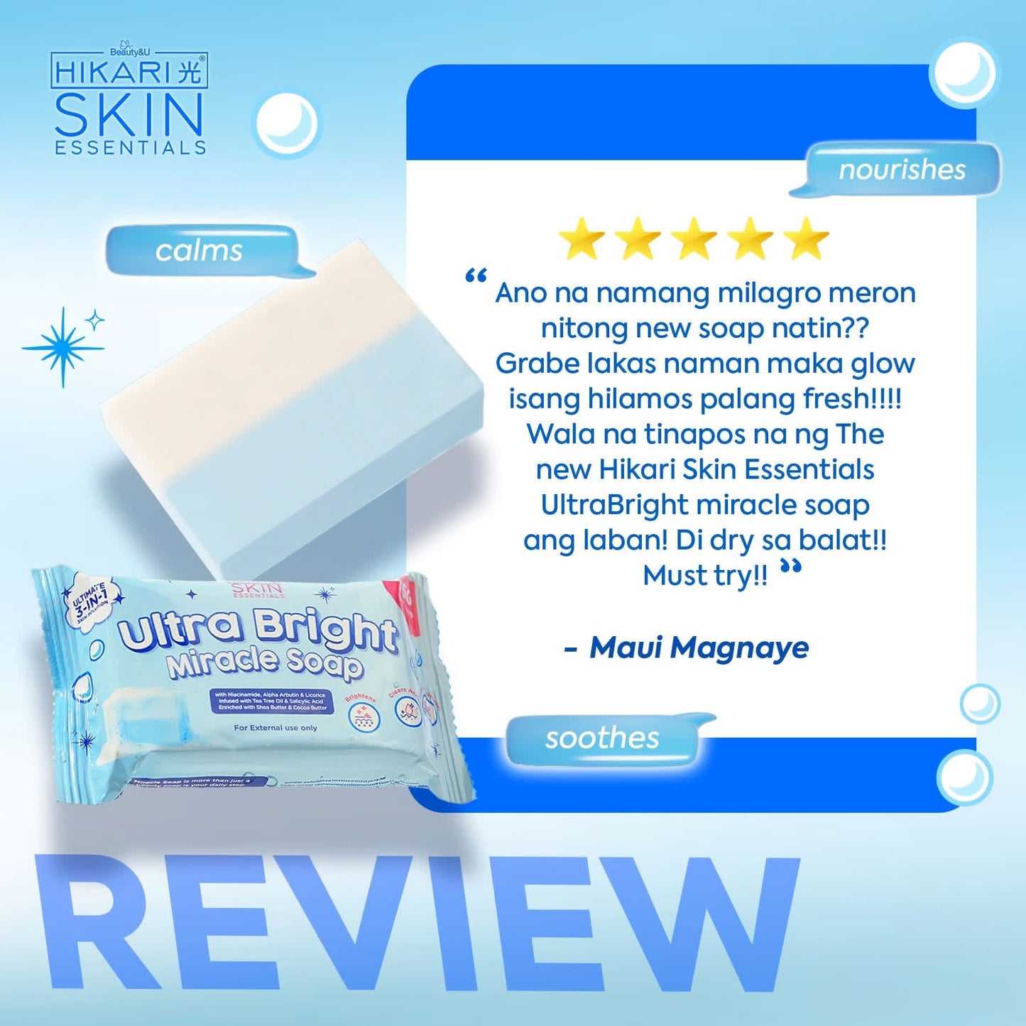 Hikari Skin Essentials UltraBright Miracle soap -Daily Gentle Cleansing soap Bars for Smooth and Radiant Skin.