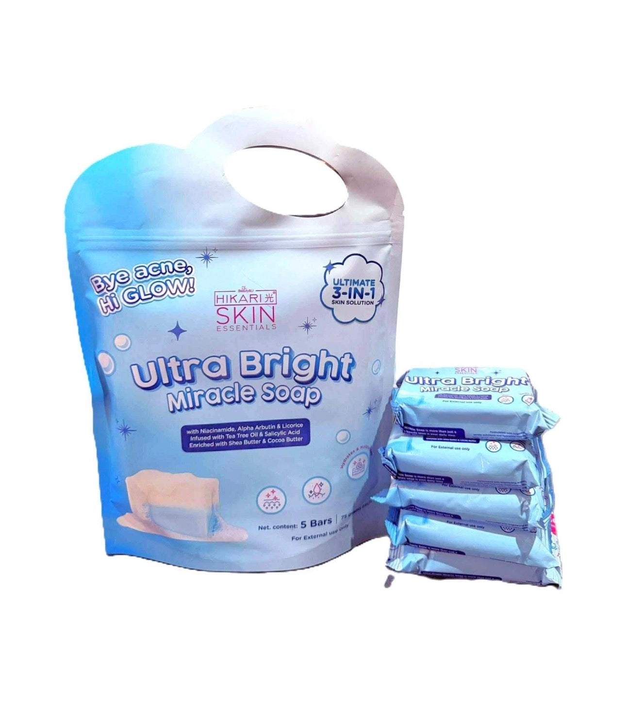 Hikari Skin Essentials UltraBright Miracle soap -Daily Gentle Cleansing soap Bars for Smooth and Radiant Skin.