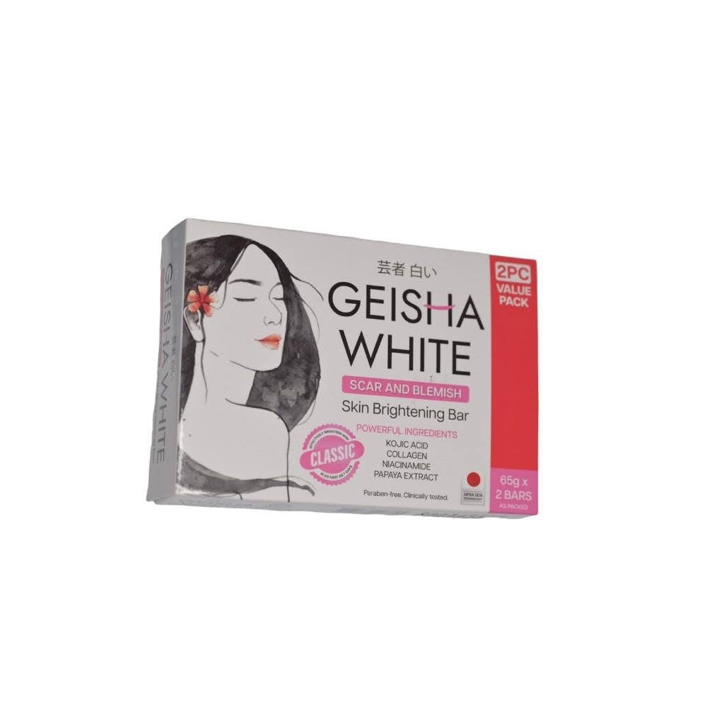 Geisha White -Scar & Blemish Skin Brightening Soap - Classic Pink (65g x 2/Pack)