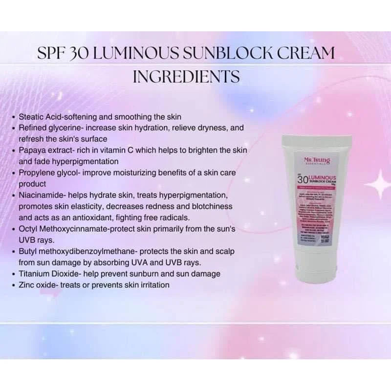 Ms. Tsung Essentials - Luminous Sunblock cream SPF30 with Niacinamide & papaya extract -30g