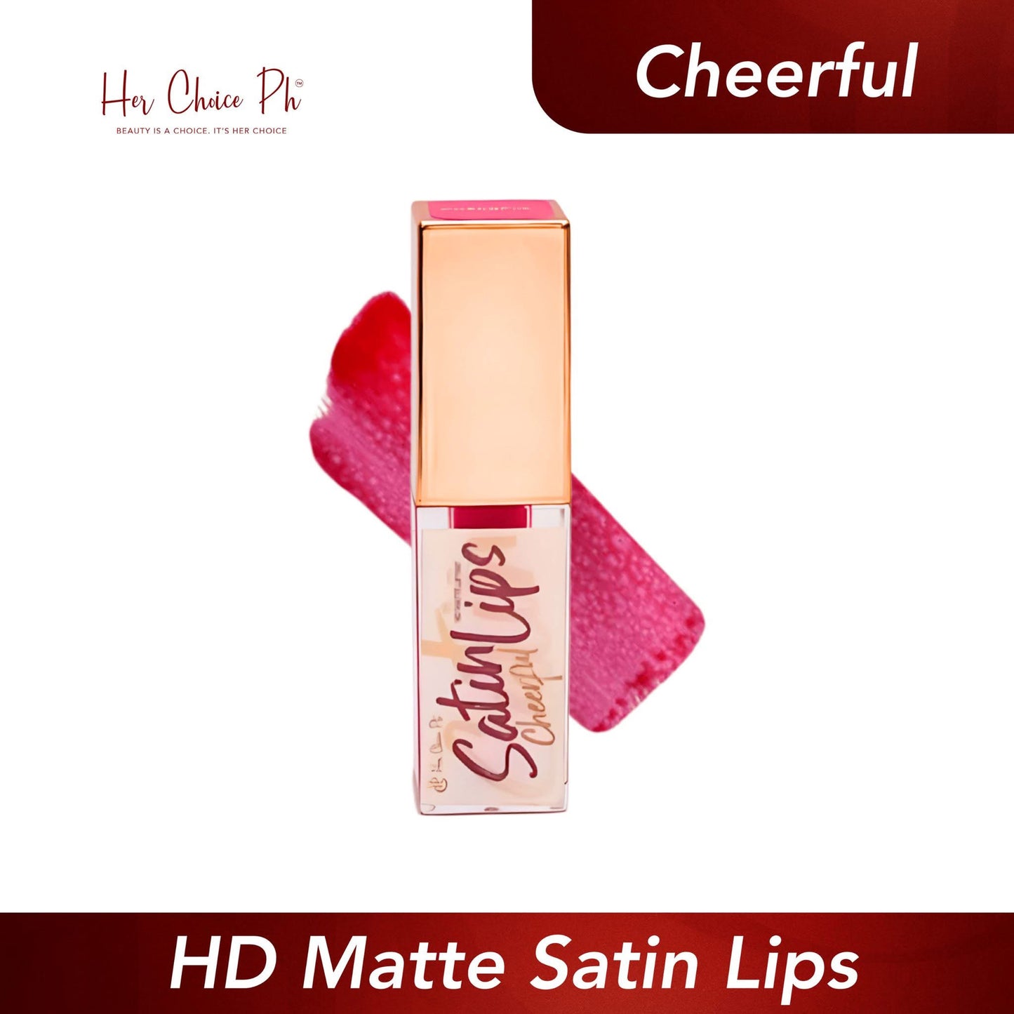 Her Choice PH Satin Lips HD Matte Liptint CHEERFUL SHADE 5ML - Velvet Lip Tint . Soft Satin Finish