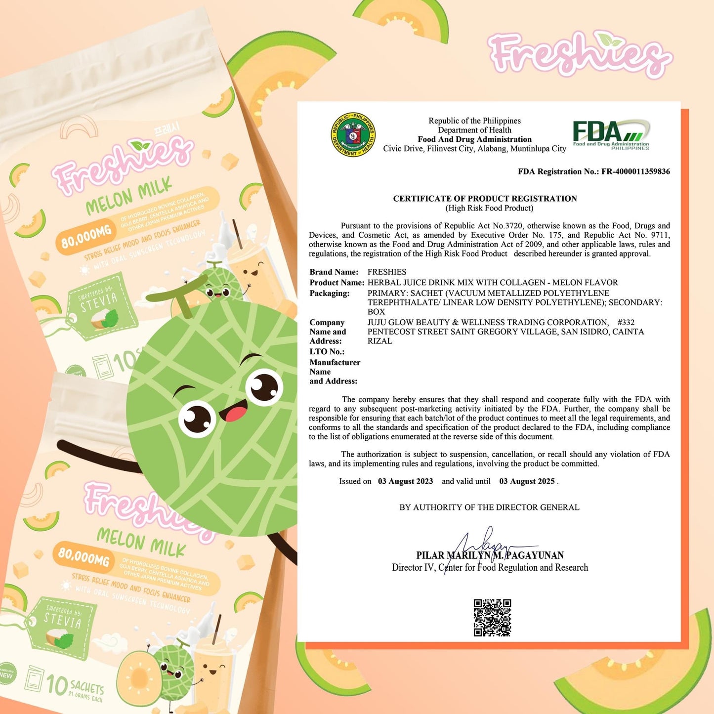 JUJU GLOW - Freshies Melon Milk 10 x 21g