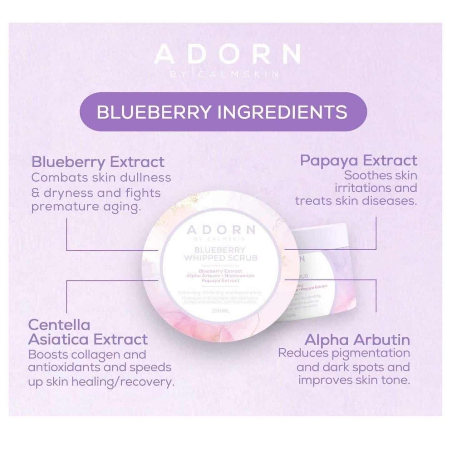 Adorn by. Calmskin Blueberry Whipped Scrub 250g