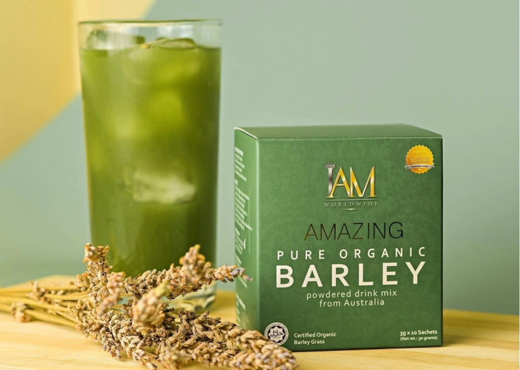 I AM - Amazing Pure Organic Barley - Powdered Drink Mix From Australia | 3g x 10 sachets