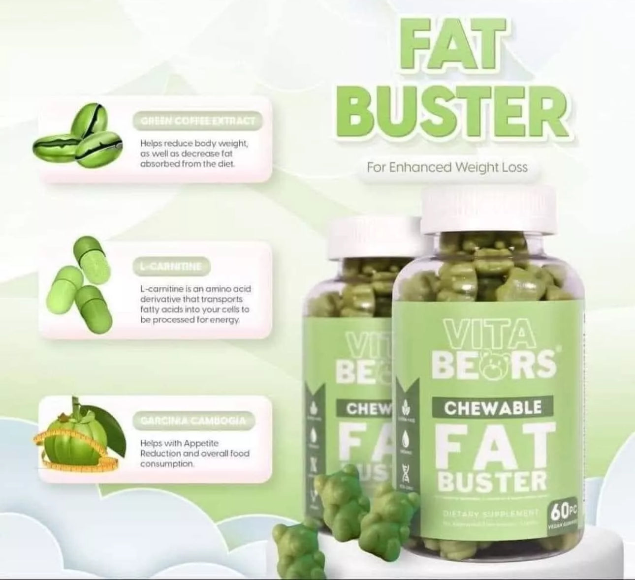 Vitabears - Chewable Fat Buster | 60 Gummies