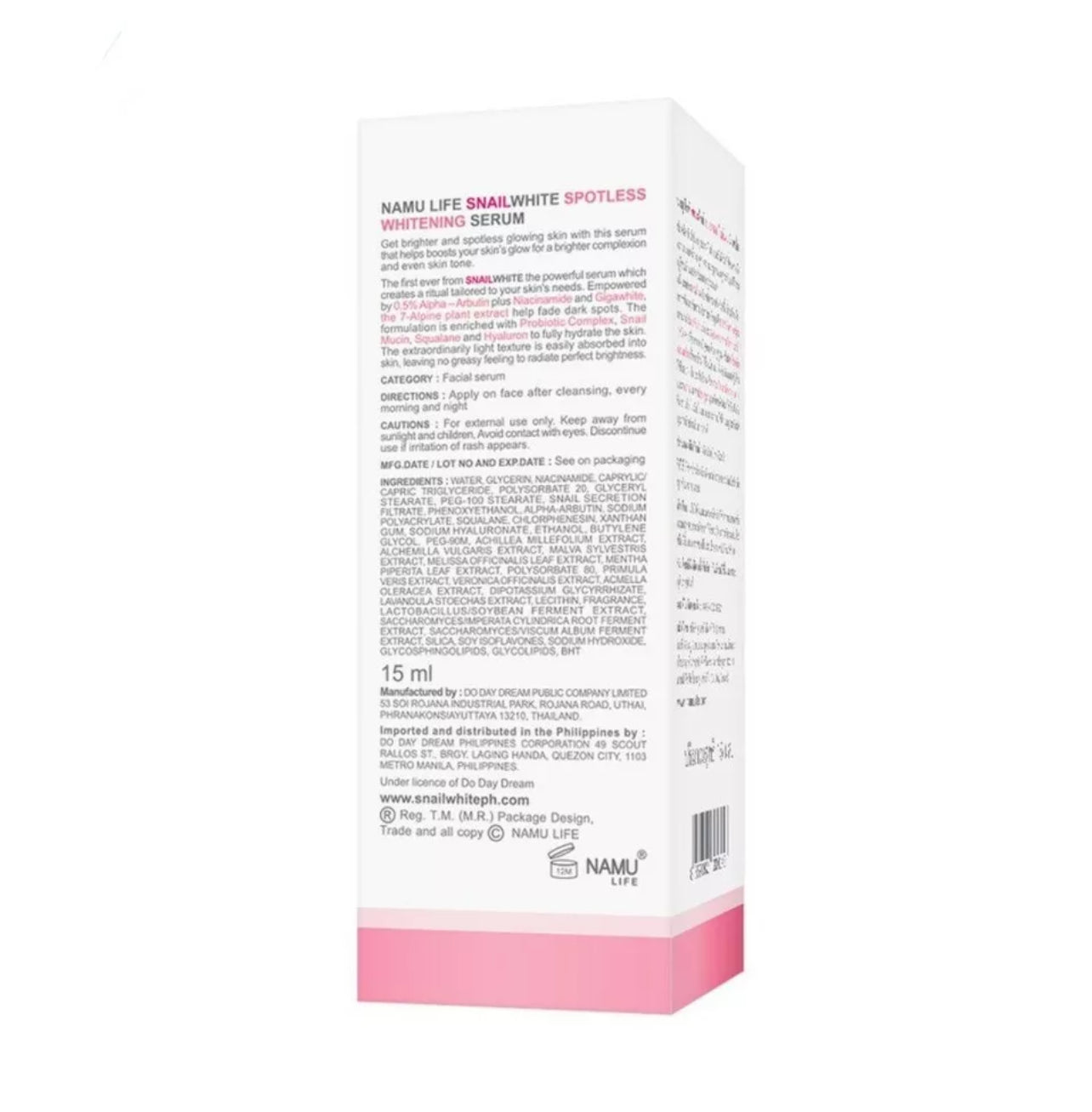 NAMU LIFE -SNAIL WHITE SPOTLESS WHITENING SERUM - 15ML