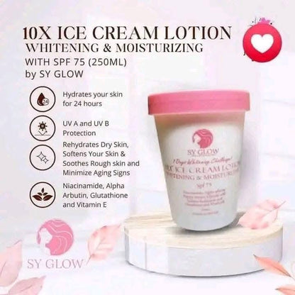 SY GLOW 10X ICE CREAM LOTION -WHITENING & MOISTURIZING SPF75  250G