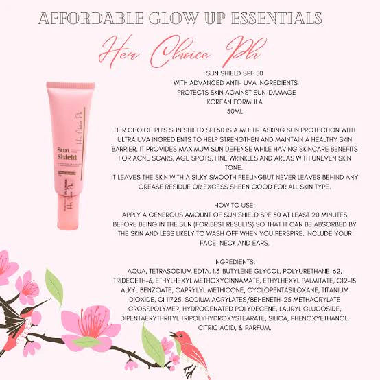 Her Choice Ph - Sun Shield SPF50 Korean Formula -50g