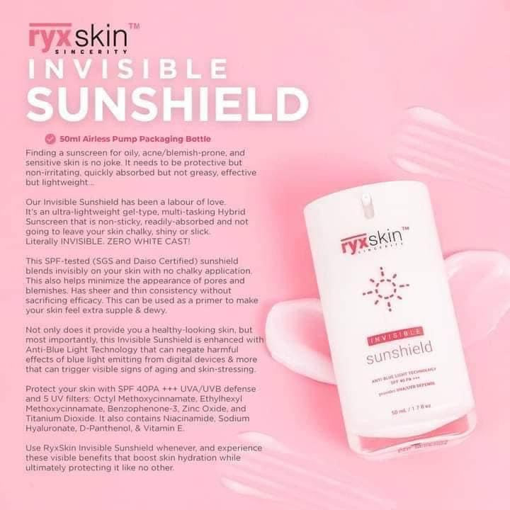 Ryxskin Invisible Sunshield/Sunscreen Spf40 PA+++ - 50ML