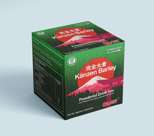 Kanzen Barley Powder Drink Mix with Prebiotic and Japan Patented POSTBIOTIC - 10sachet /Box