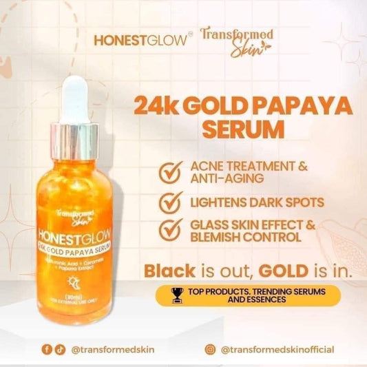 Transformed skin - Honest Glow 24k gold papaya serum -30ml