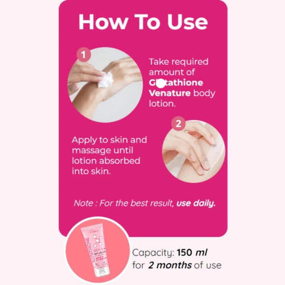 Venature - Glutathione 50X  Whitening Body Lotion Premium Ultra white 150ml